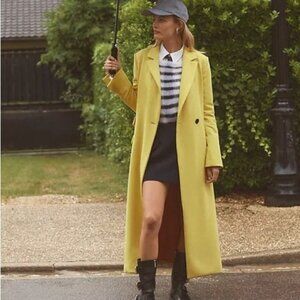 Anthropologie Maeve Longline Hourglass Coat Chartreuse Yellow Sz 4 NWT